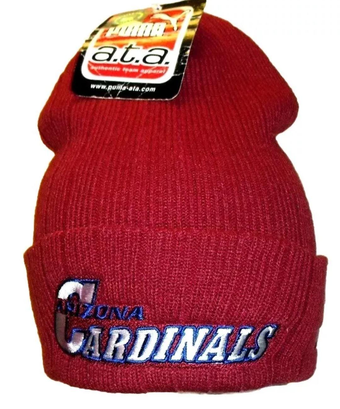 Arizona Cardinals 90s Vintage Puma Mens Adult Cuff Beanie Winter Hat New Nfl