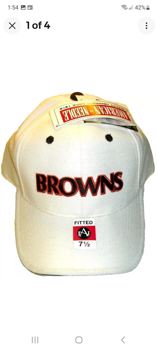 Cleveland Browns All White American Needle Vintage 90s Fitted hat sz. 7 1/2 New