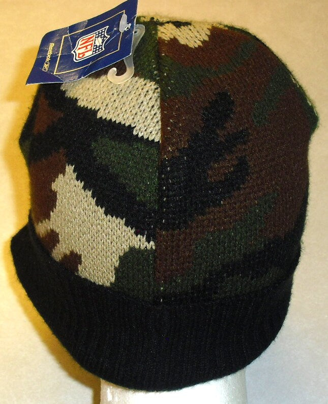 New York Jets Reebok Mens Adult Camo Beanie Winter Hat with Bill New Nfl