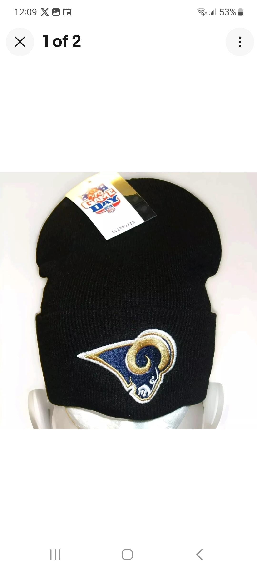 Los Angeles Rams Black Color Mens Adult Cuff Beanie Winter Hat New Nfl