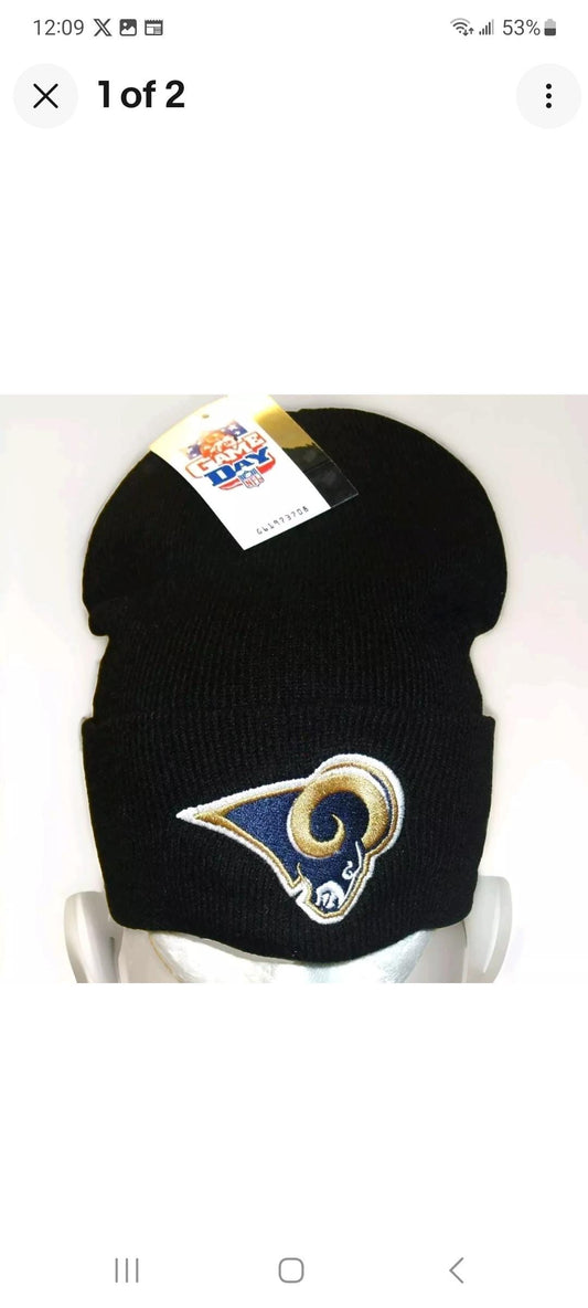 Los Angeles Rams Black Color Mens Adult Cuff Beanie Winter Hat New Nfl