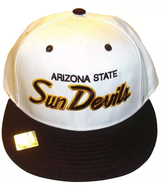 Arizona State Sun Devils Script Logo Snapback Hat Eclipse New Ncaa White