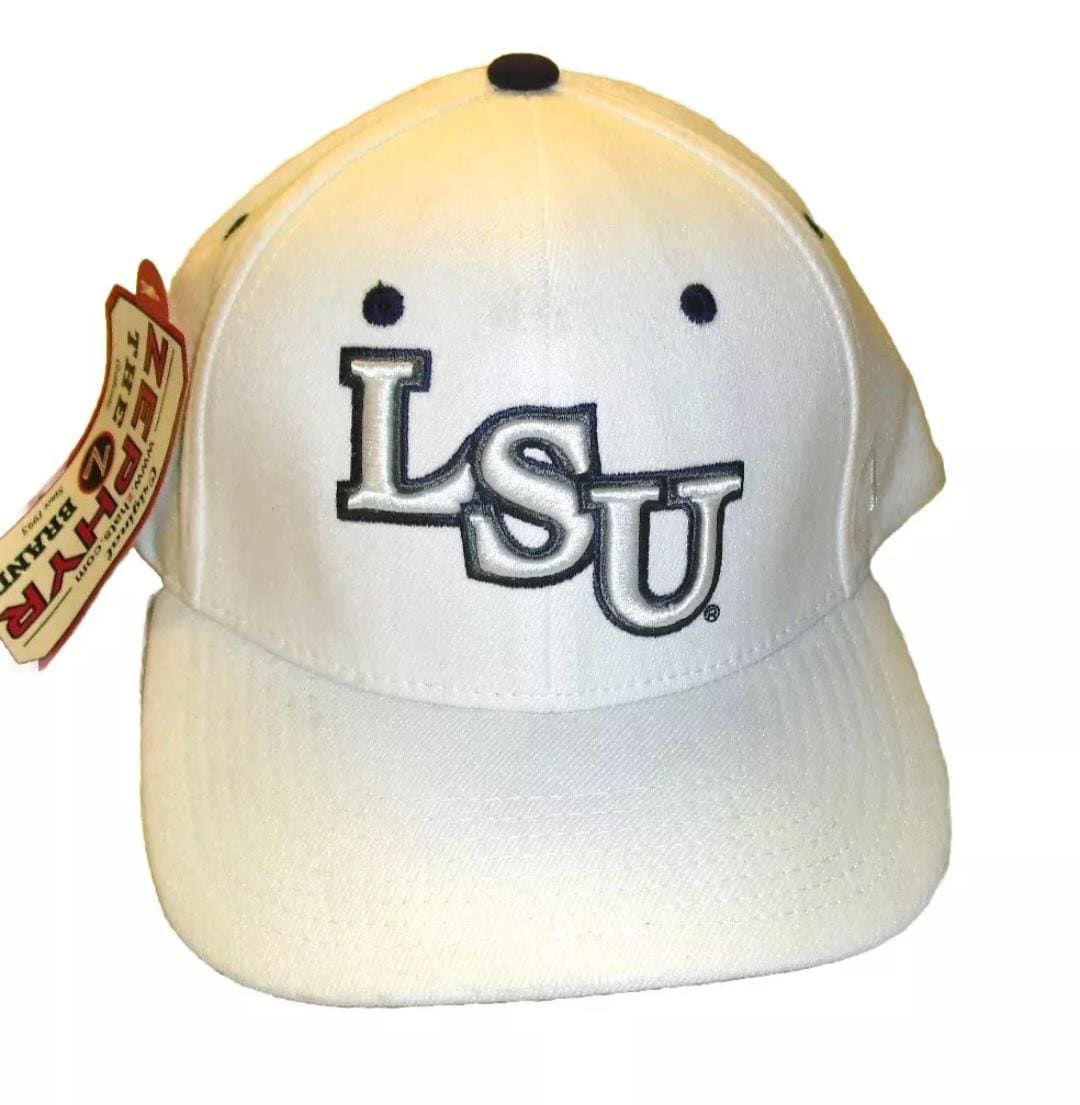 LSU Tigers Mens Zephyr White Stretch Fit hat sz. Medium Large New Ncaa