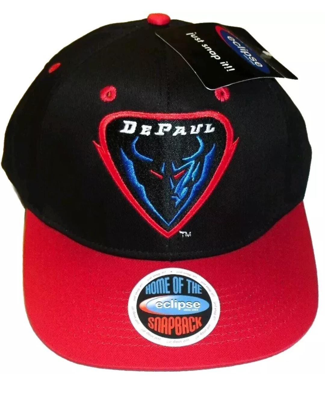 DePaul Blue Demons University Eclipse Snapback hat New Ncaa Black Red