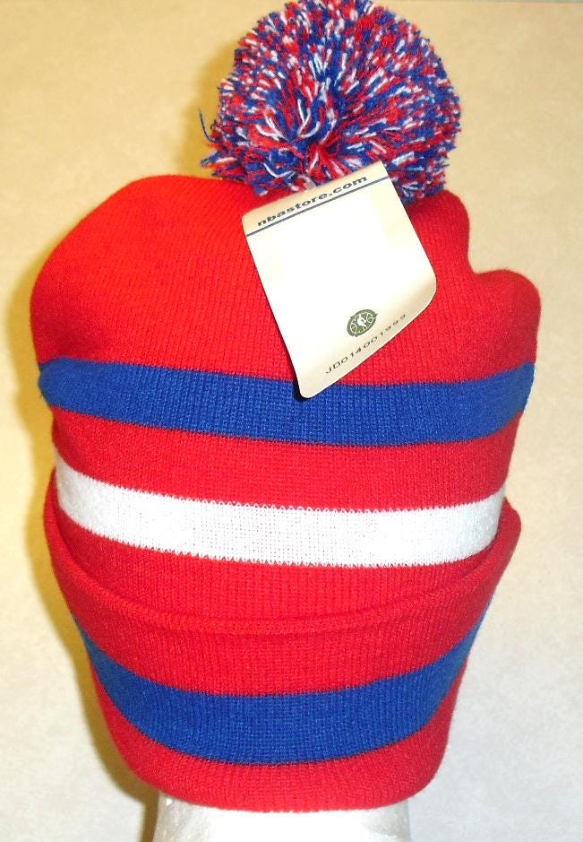 Los Angeles Clippers Mens Adult Beanie Stripes Pom Winter Hat Cap New Tags Nba