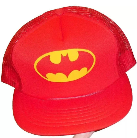 Batman Red Vintage 90s Snapback hat Movie Comics Mesh sides back trucker Mew