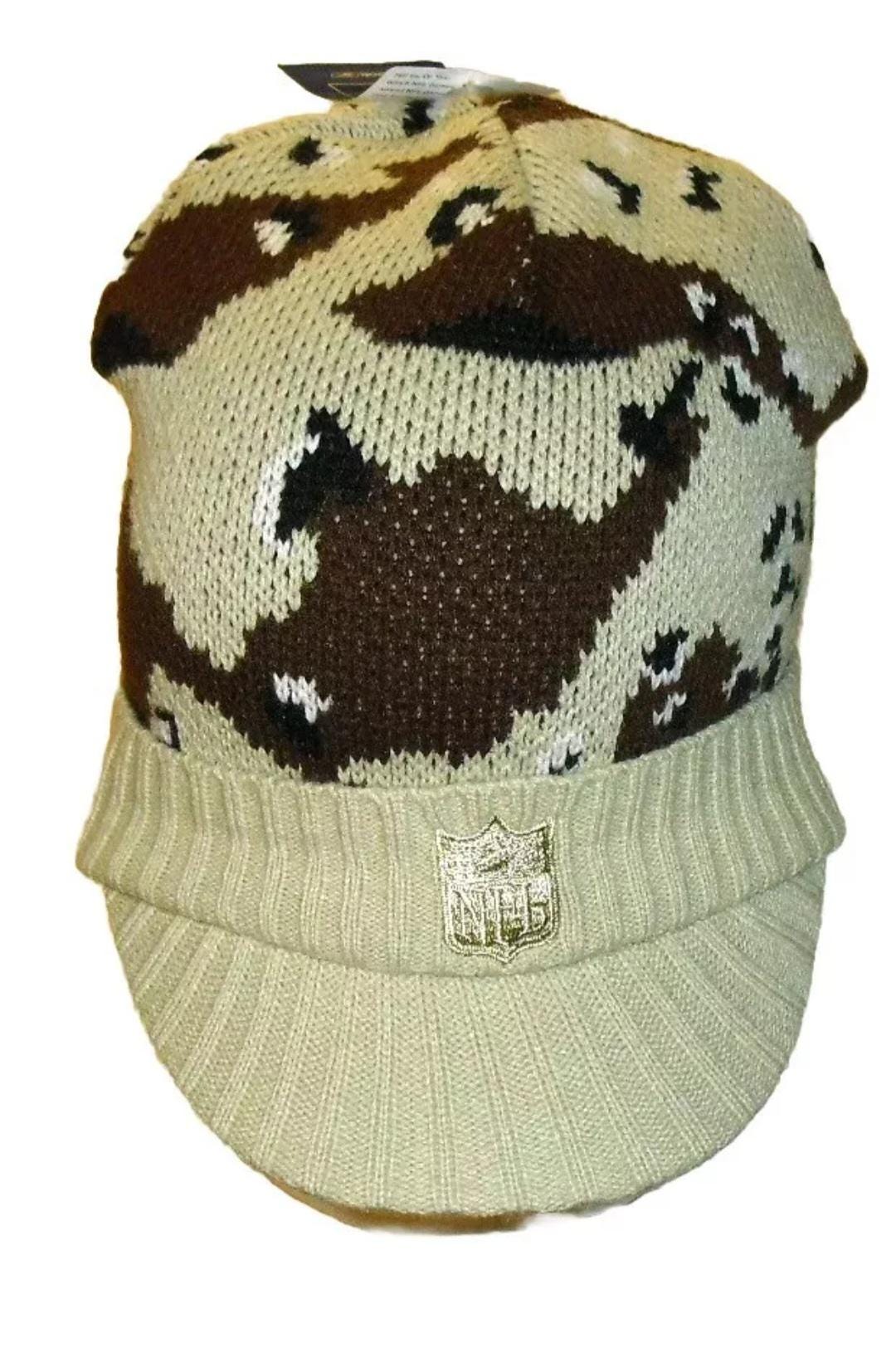 Nfl Shield Logo Reebok Mens Adult Camo Beanie Winter Hat with Bill New