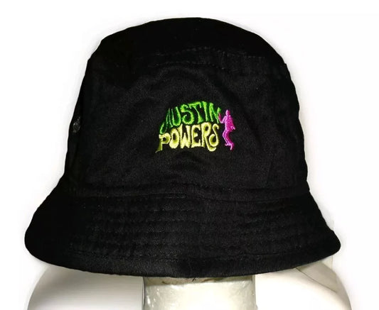 Austin Powers Movie Vintage 90s Mens One Size Fit Black Bucket hat Cap New Tags