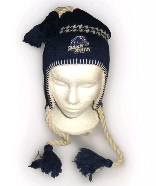 Boise State Broncos University Mens Adult Blue Beanie Winter Tassel Hat New Ncaa