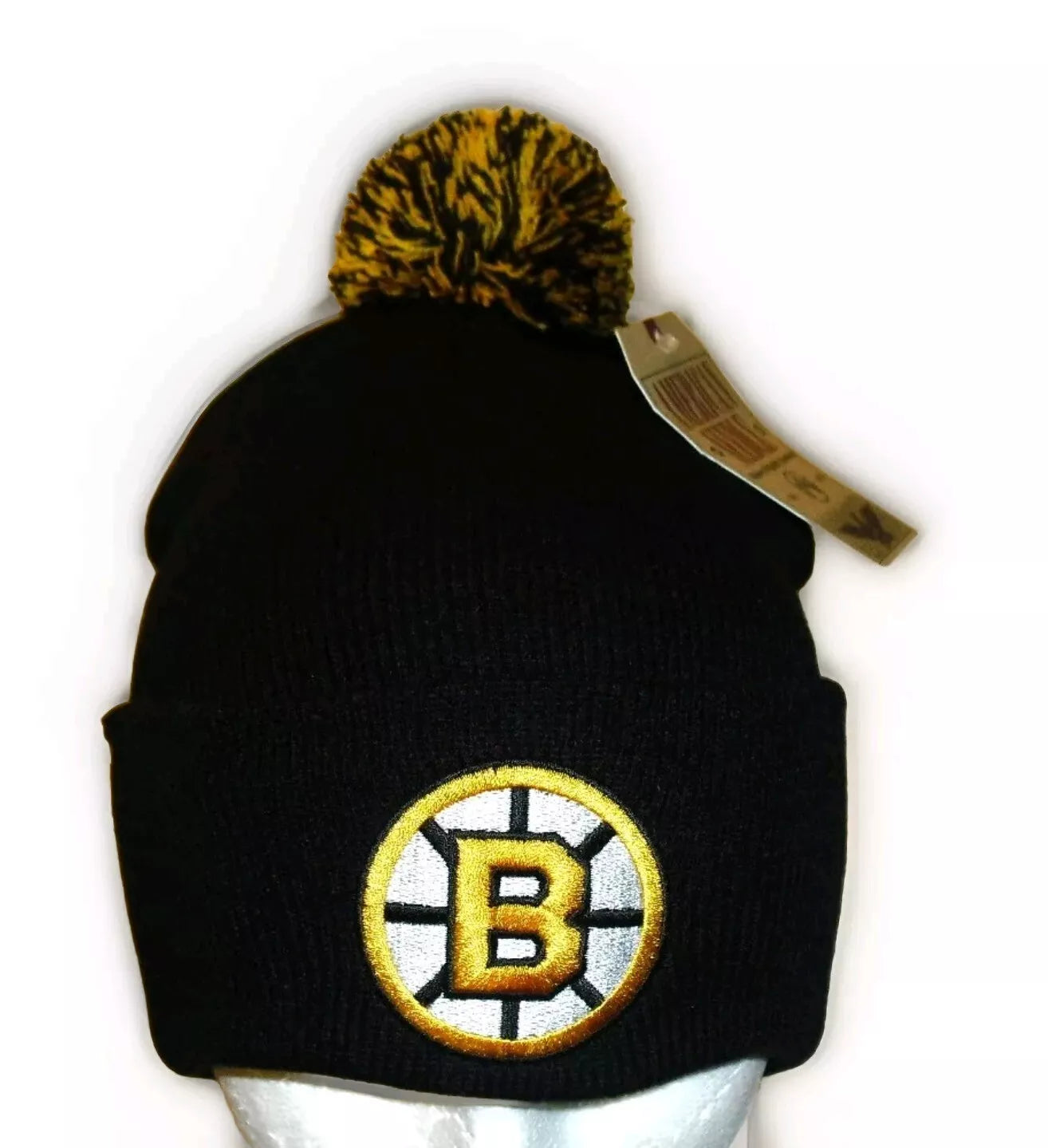 Boston Bruins Mens American Needle Cuffed Black Beanie Pom Winter Hat Cap New