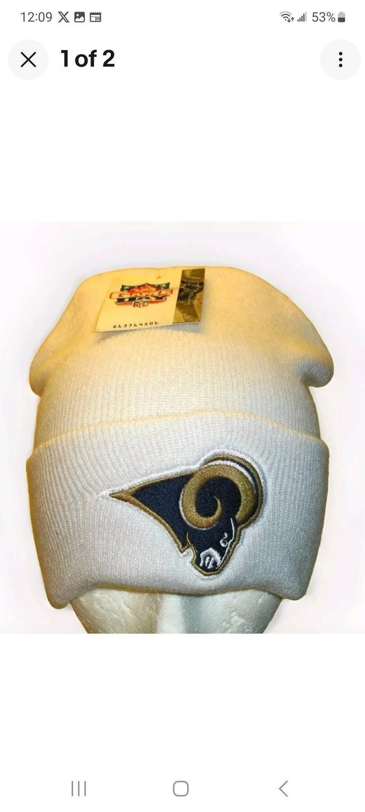 Los Angeles Rams White Color Mens Adult Cuff Beanie Winter Hat Cap New Nfl