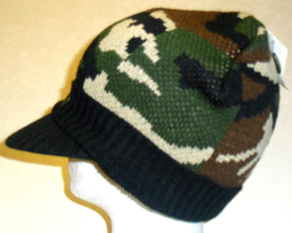 New England Patriots Reebok Mens Adult Camo Beanie Winter Hat with Bill New Nfl