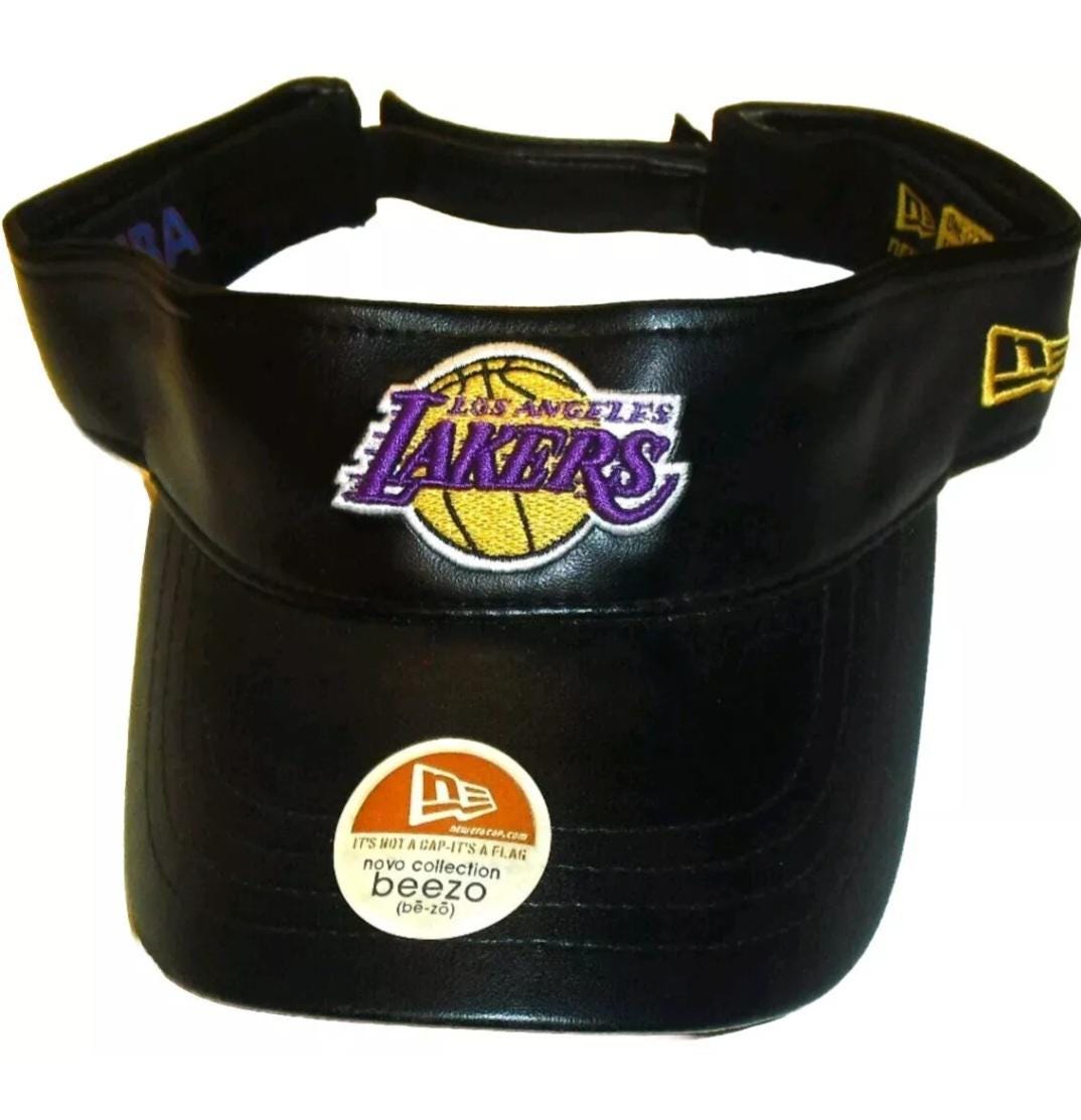 Los Angeles Lakers 100% LEATHER New Era all black Visor hat New NBA Magic Johnson Lebron James Kobe Bryant