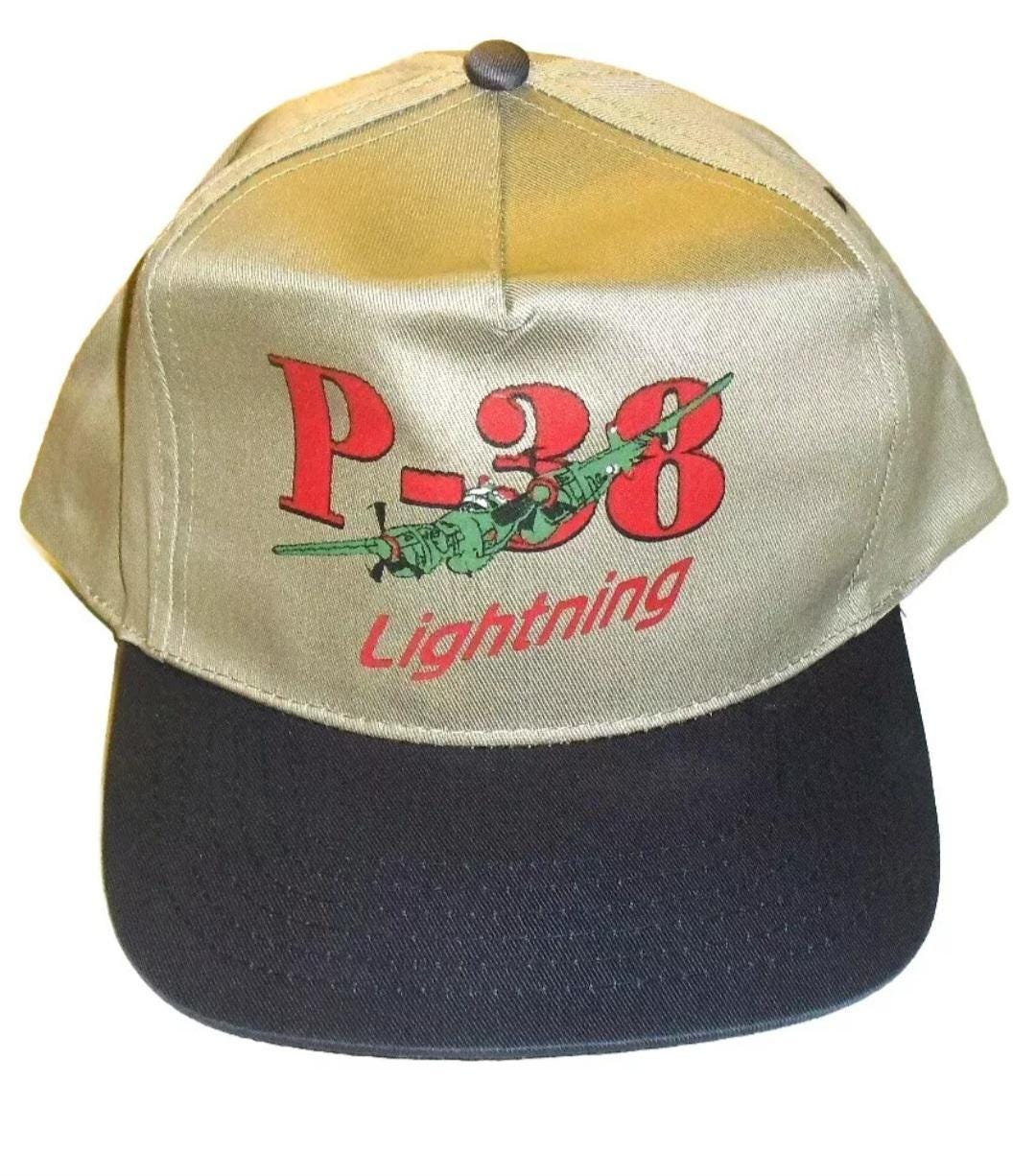 P-38 Lightning Plane Aviation Fighter Aircraft Vintage 90s Mens Snapback hat New