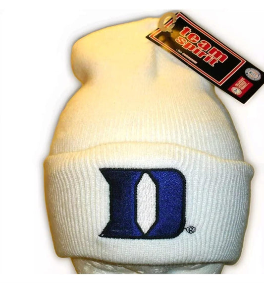 Duke Blue Devils 90s Vintage Mens Cuffed White Beanie Winter Hat Cap New Ncaa