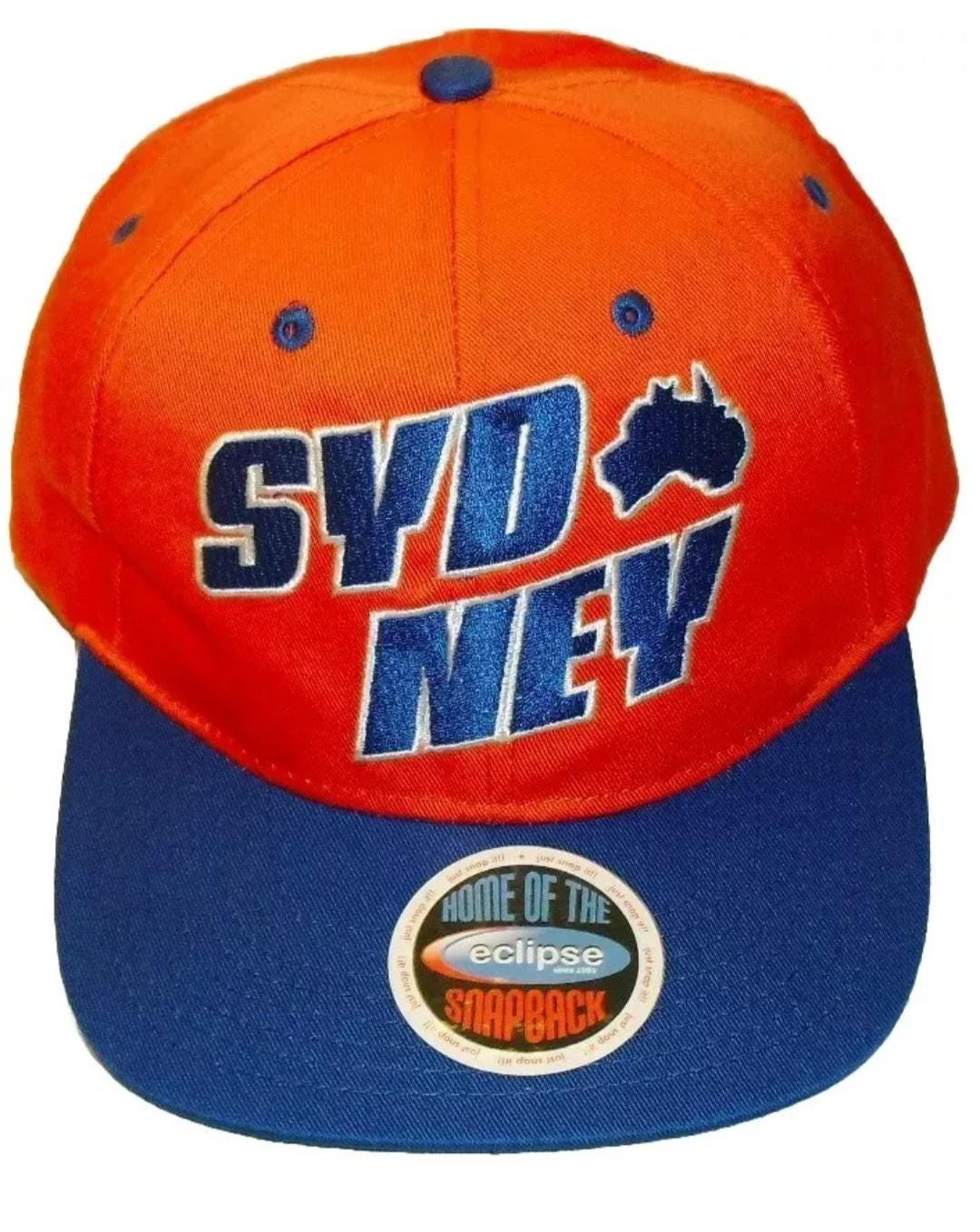 Sydney Australia Mens Snapback hat Blue Orange Down Under New