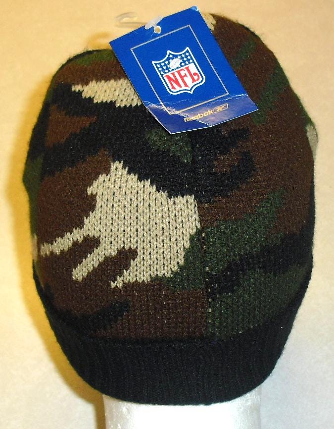 Nfl Shield Logo Reebok Mens Adult Camo Beanie Winter Hat Cap with Bill New Tags