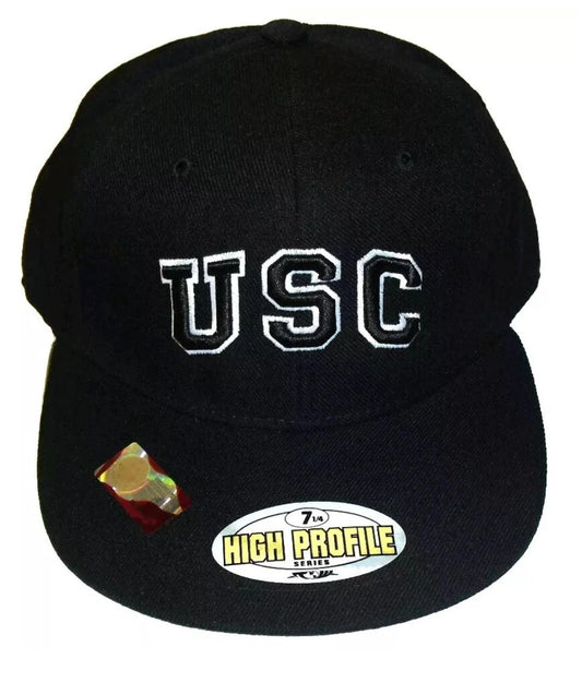 Usc Trojans Mens Top of the World Black Color Fitted hat sz. 7 1/4 New Ncaa