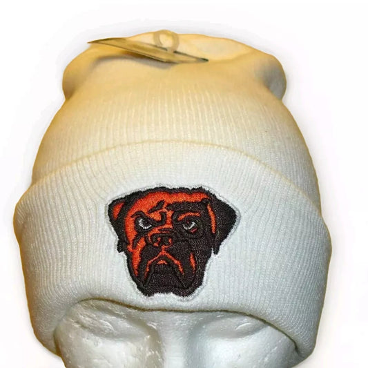 Cleveland Browns Dawg Dog Pound Mens All White Cuff Beanie Winter Hat Cap New