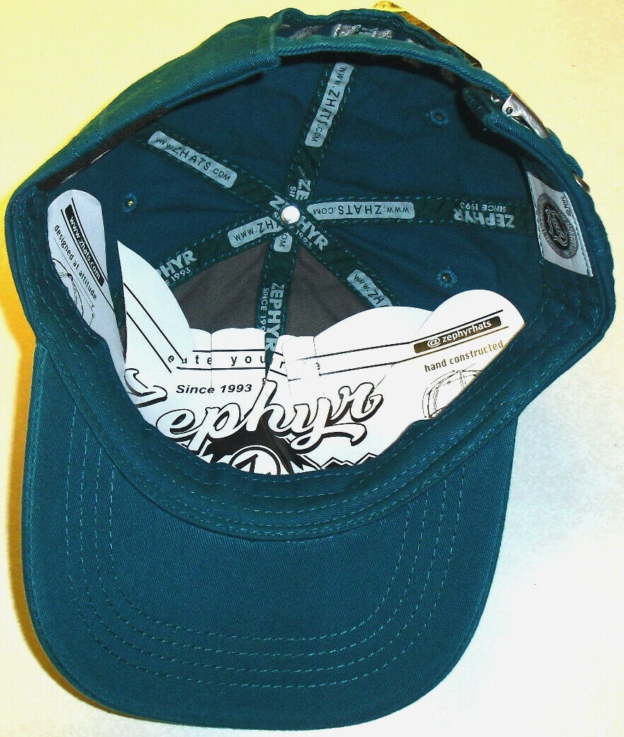 San Jose Sharks Zephyr Adjustable Strapback hat New Nhl Grey Teal Back Logo