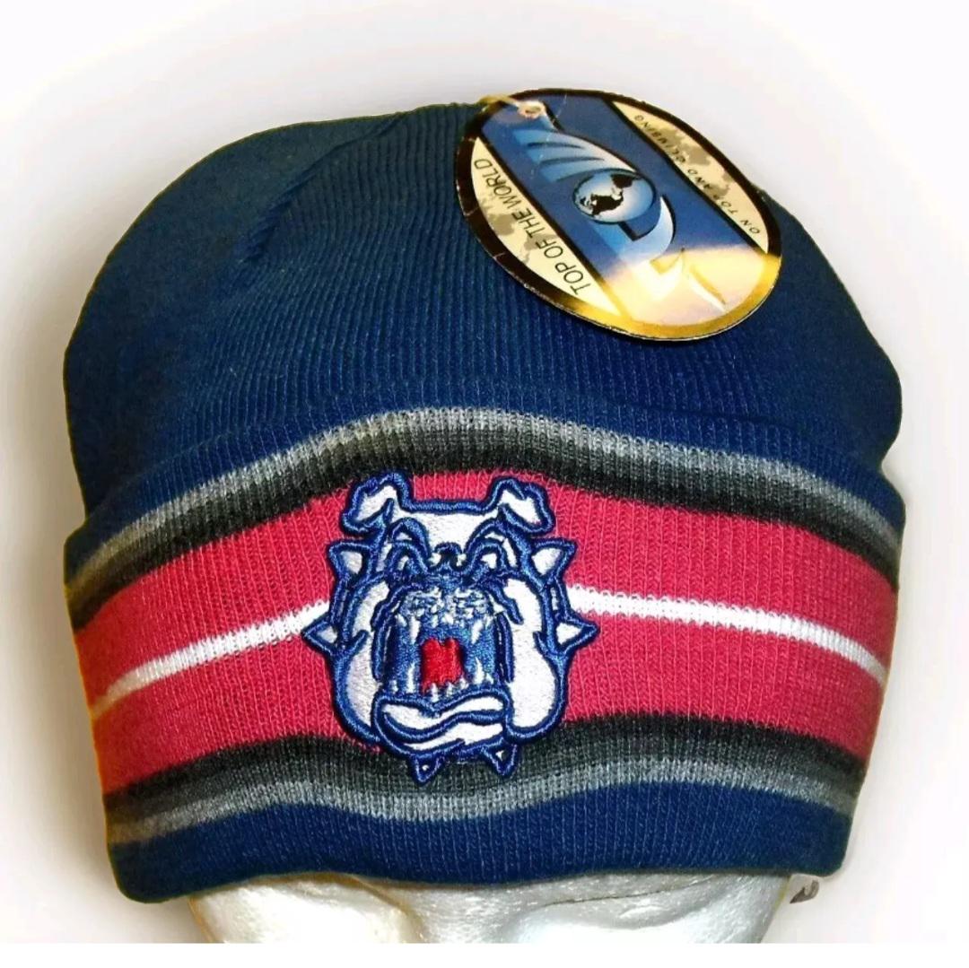 Fresno State Bulldogs Mens Adult Cuffed Striped Beanie Winter Hat Cap logo New