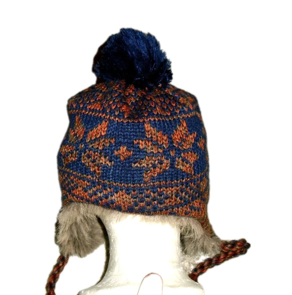 Edmonton Oilers Mens Adult Beanie Tassels Winter Hat Cap Fur Inside Lining New