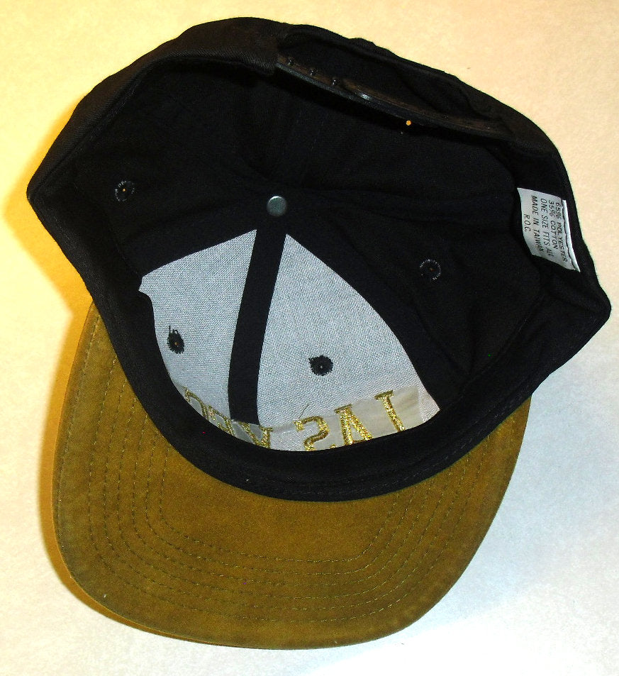 Las Vegas 90s Vintage Gold Logo Suede Bill Mens Snapback hat New