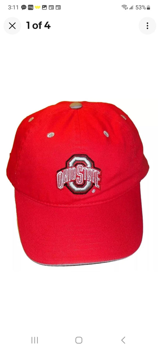 Ohio State Buckeyes Mens Red Adjustable Strapback hat Dad Hat Back Logo New Ncaa