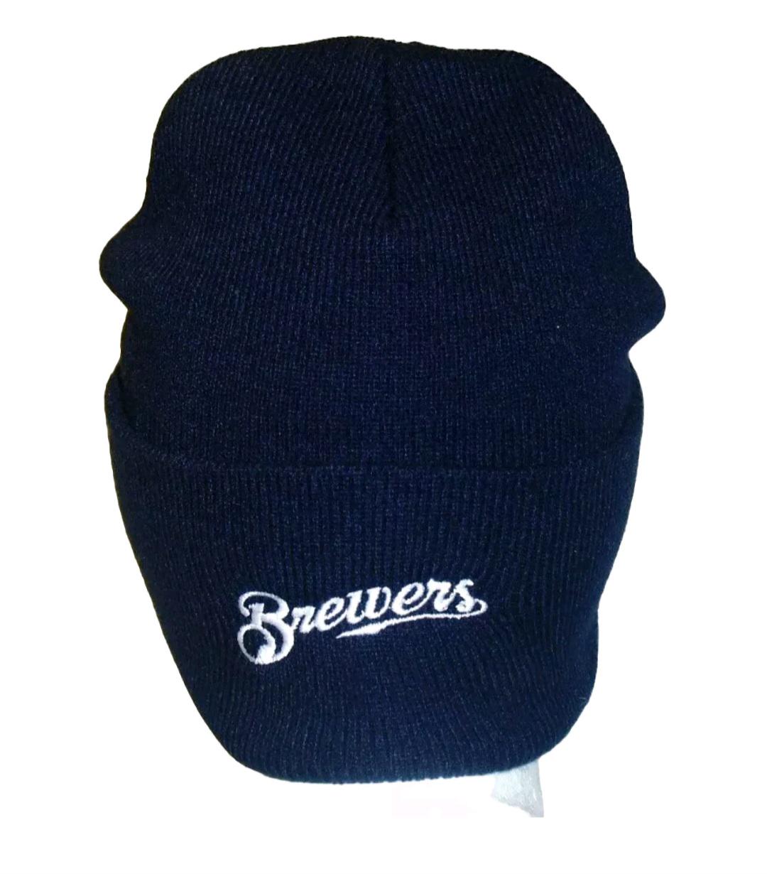 Milwaukee Brewers Mens Adult Blue Beanie Winter Cuffed hat cap New Mlb