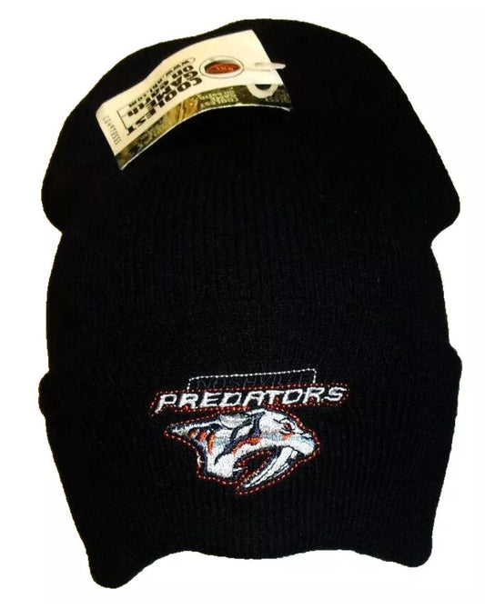 Nashville Predators Vintage 90s Black Color Cuffed Adult Beanie Winter Hat New