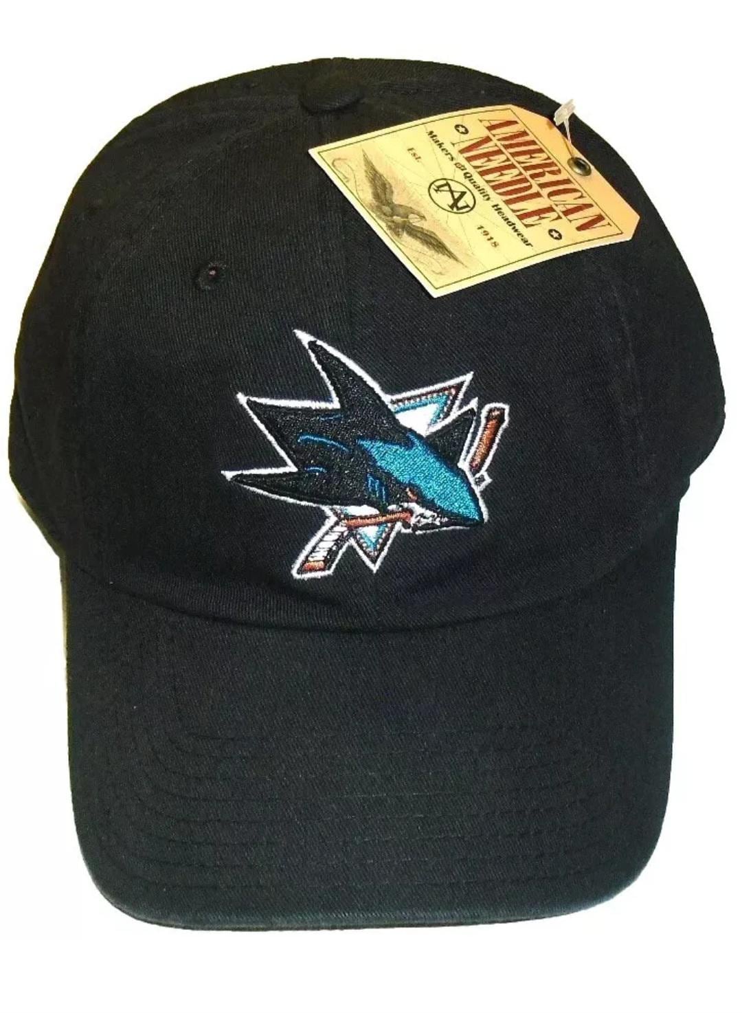 San Jose Sharks Adult Black Adjustable Strapback hat New Dad Hat Style Nhl