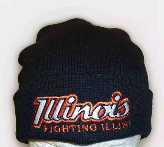 Illinois Fighting Illini Kids Youth Script Logo Beanie Winter Hat Cap New Ncaa