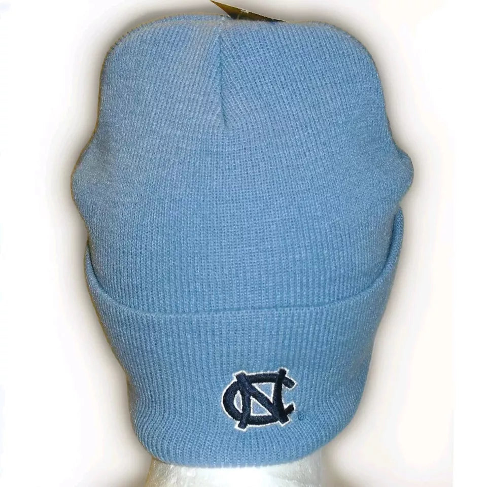 North Carolina Tar Heels Mens Cuffed Cuff Light Blue Beanie Winter Hat Cap New