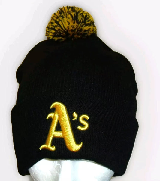 Oakland Athletics A's 90s Vintage Mens Black Color Beanie Winter hat cap Mlb New