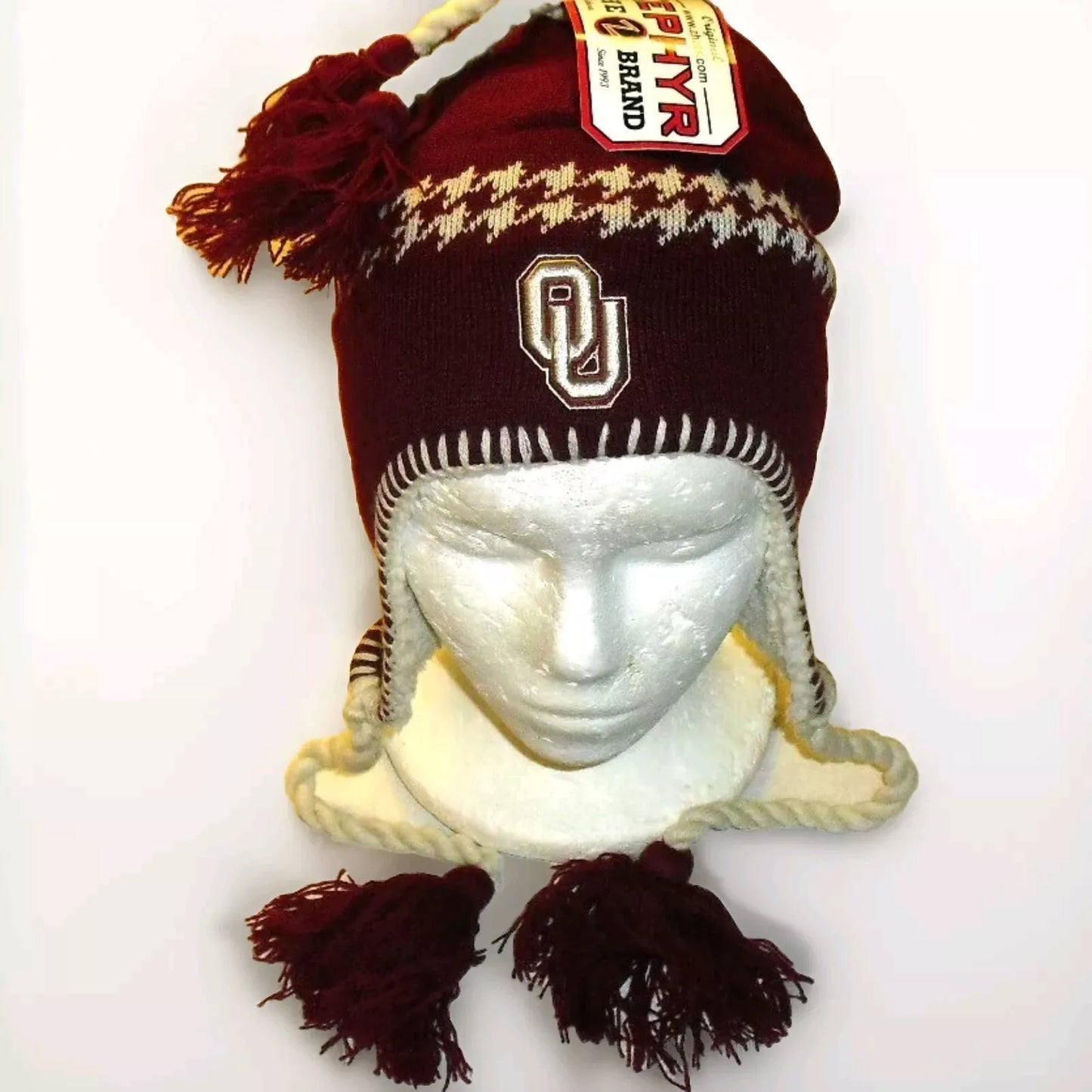 Oklahoma Sooners Mens Zephyr Adult Beanie Winter Tassel Hat Cap New Ncaa