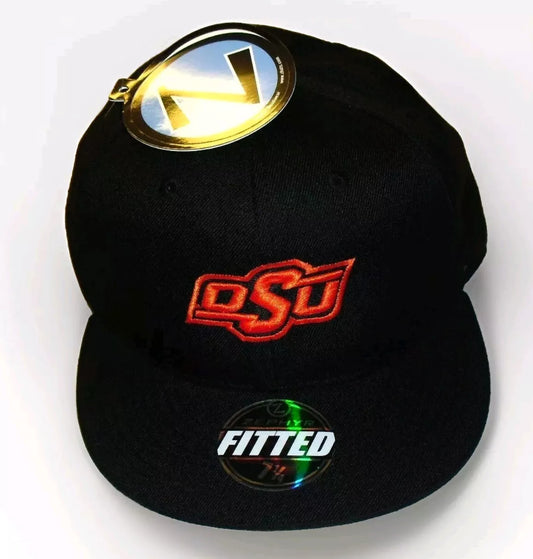 Oklahoma State Cowboys University Zephyr Mens Fitted hat sz 7 1/4 New Ncaa Black