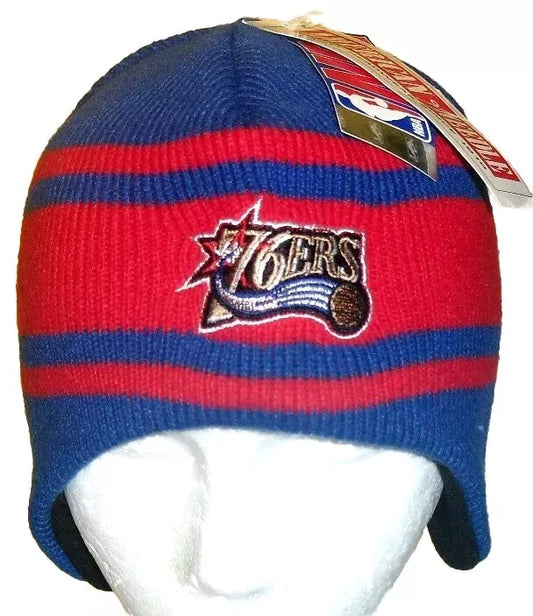 Philadelphia 76ers Mens 90s Vintage Adult Beanie Ear Flap Winter Hat New Nba