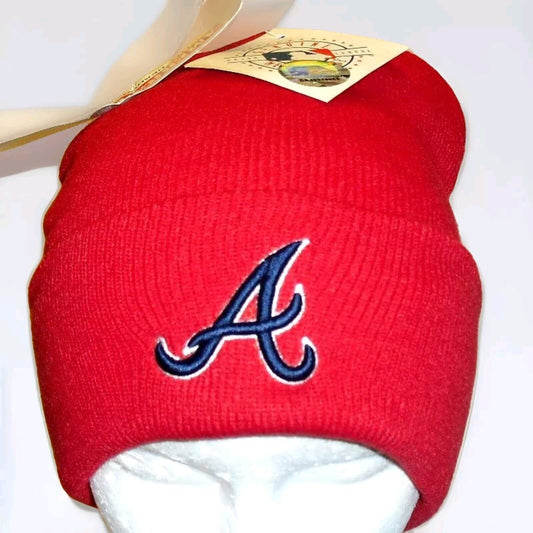 Atlanta Braves Mens Vintage 90s Red Beanie Winter Cuffed Cuff hat cap New Mlb