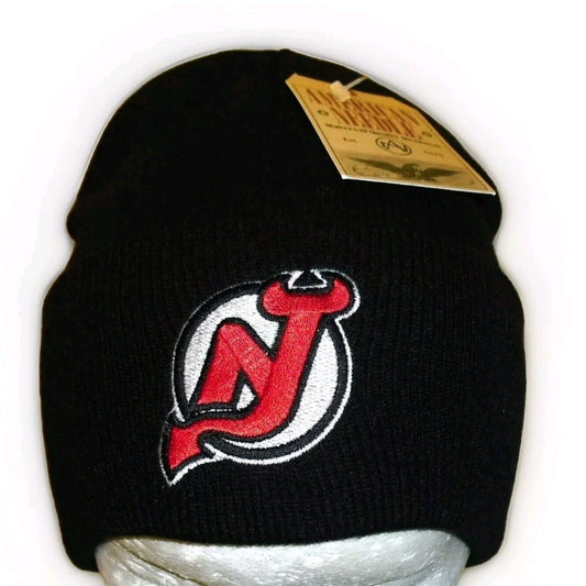 New Jersey Devils Black American Needle Mens Cuffed Beanie Winter Hat Cap New