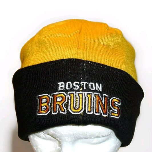 Boston Bruins Mens Front Back Logos Adult Reebok Beanie Winter Hat Cap New Nhl