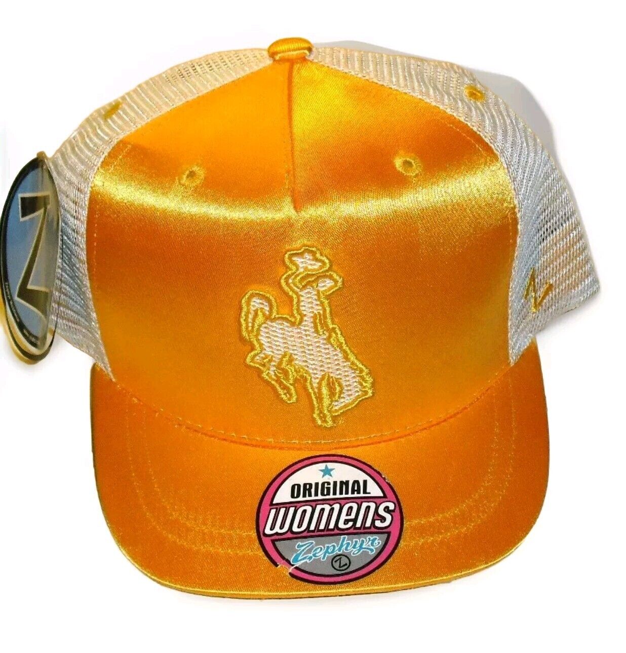 Wyoming Cowboys University Womens Girls Zephyr Yellow Snapback Trucker hat New