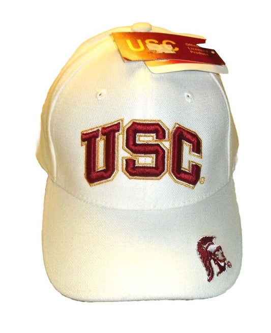 USC Trojans Mens White Stretch Fit One Fit hat cap sz. Small Medium New Ncaa