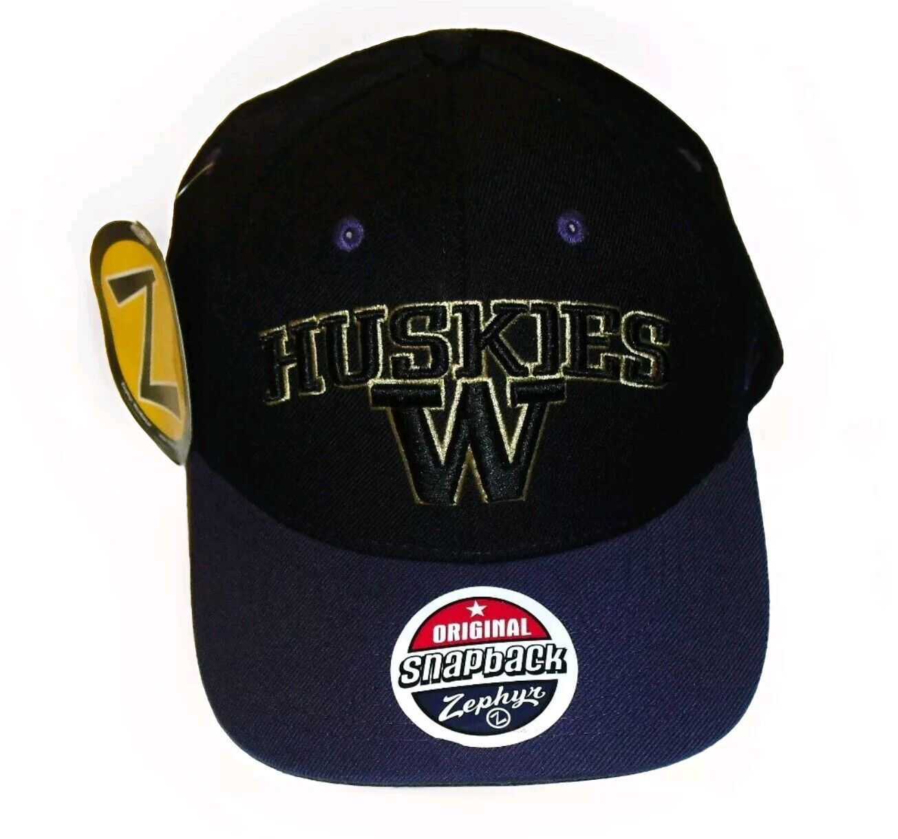 Washington Huskies Mens Zephyr Black Purple Snapback hat cap New Tags Ncaa