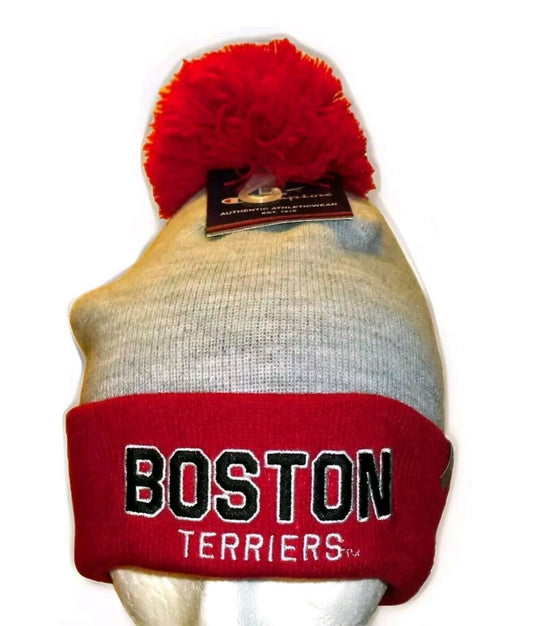 Boston Terriers University Mens Winter hat cap Pom Beanie Champion New Tags