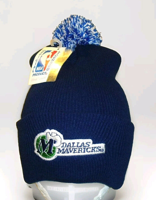 Dallas Mavericks Mens Adult Vintage 90s Cuffed Beanie Pom Winter Hat Cap New Nba