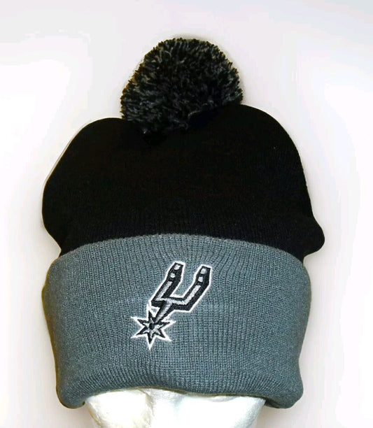 San Antonio Spurs Mens Adult Cuffed Cuff Beanie Pom Winter Hat Cap New Tags Nba