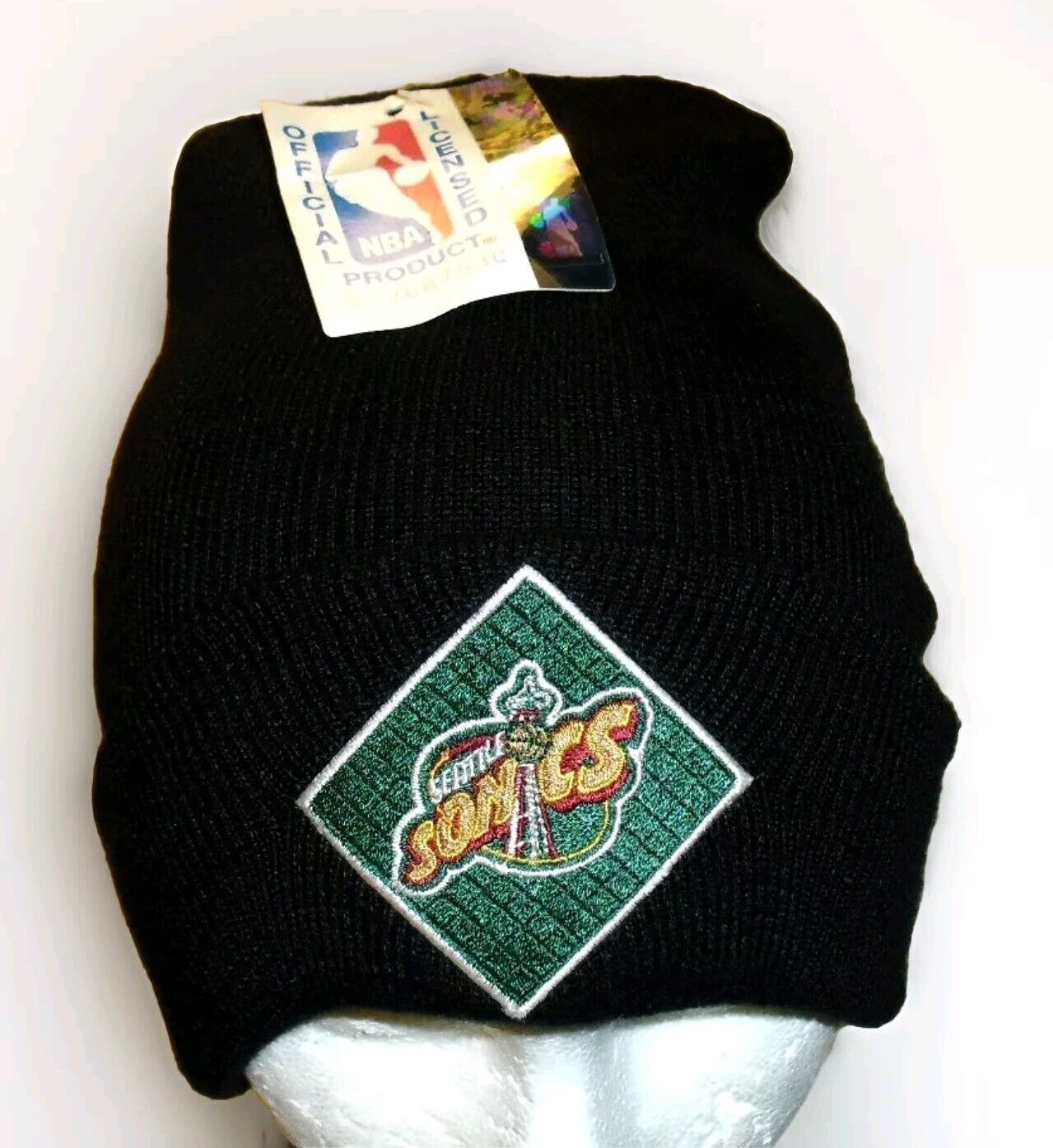 Seattle Sonics 90s Vintage Mens Adult Black Cuffed Beanie Winter Hat Cap New Nba