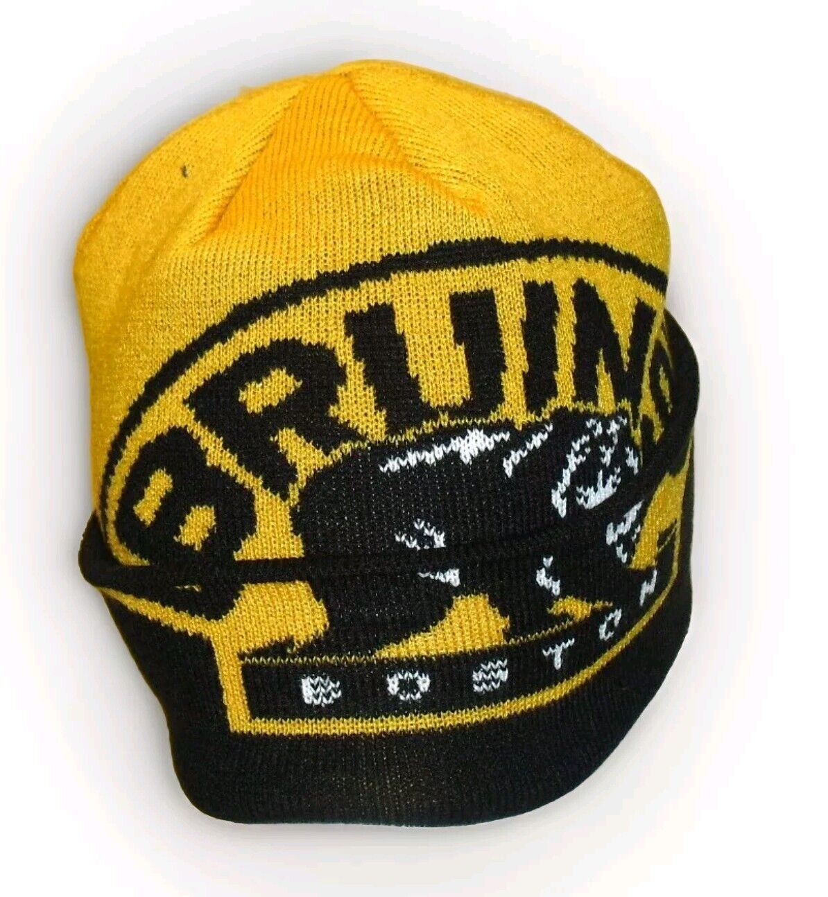 Boston Bruins Mens Front Back Logos Adult Reebok Beanie Winter Hat Cap New Nhl