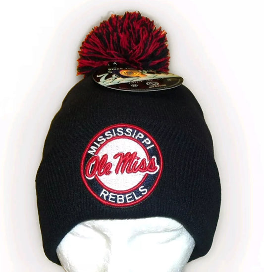 Ole Miss Rebels University Zephyr Mens Pom Cuffed Beanie Winter Hat cap New