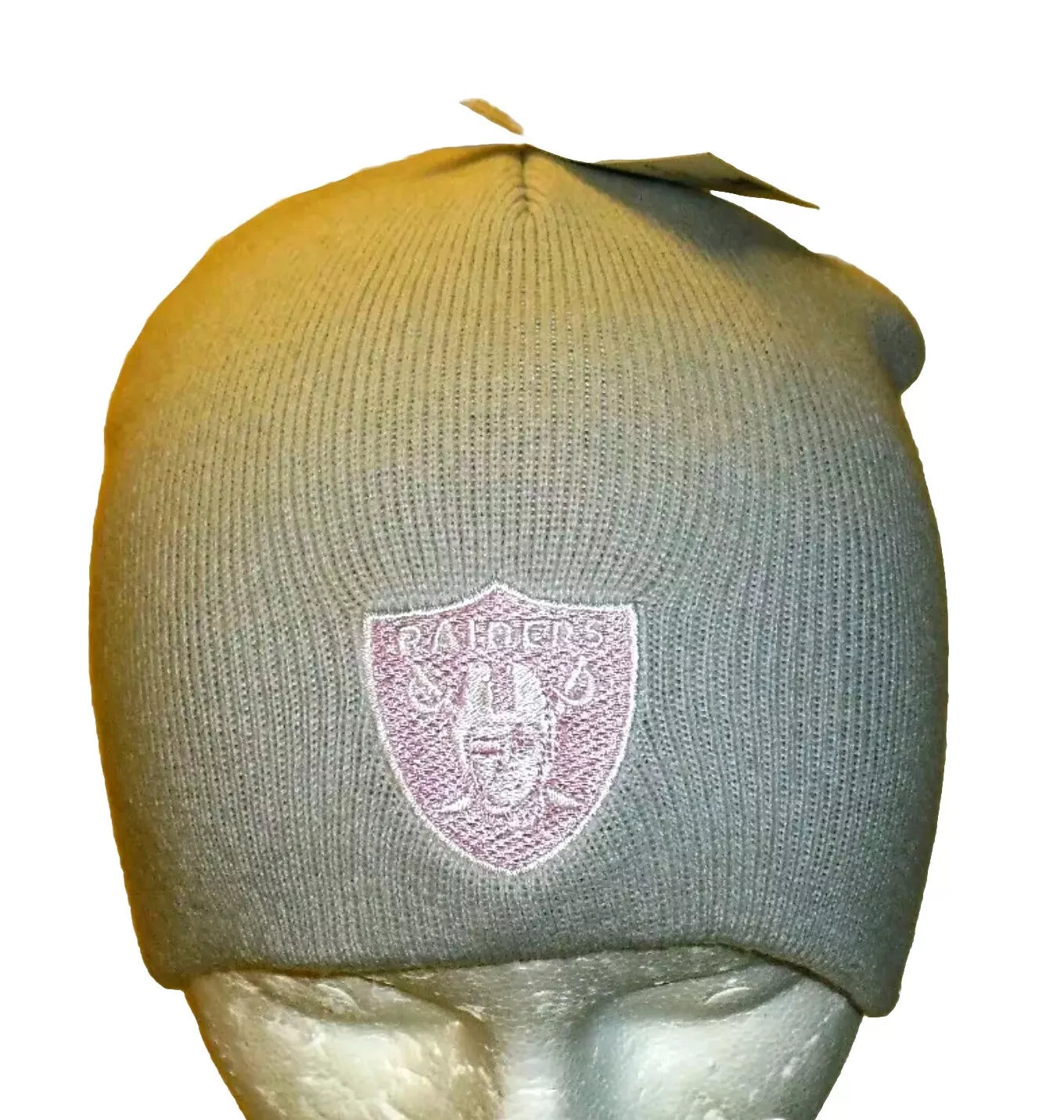 Las Vegas Raiders Womens Girls Pink Logo Grey Beanie Winter Hat Cap New Tags Nfl